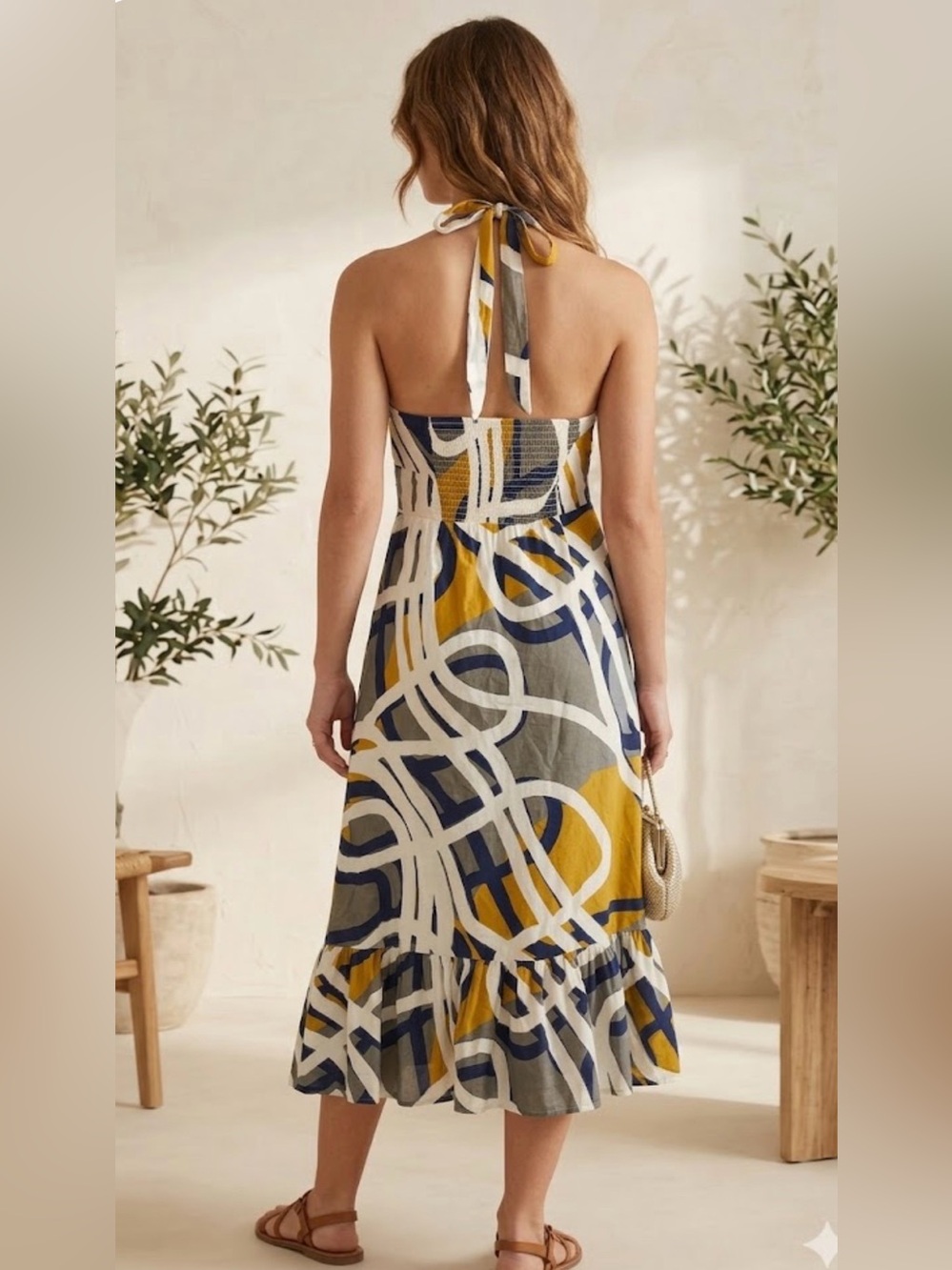 Maeve Women’s print halter midi button front dress Size 10 - Picture 2 of 12